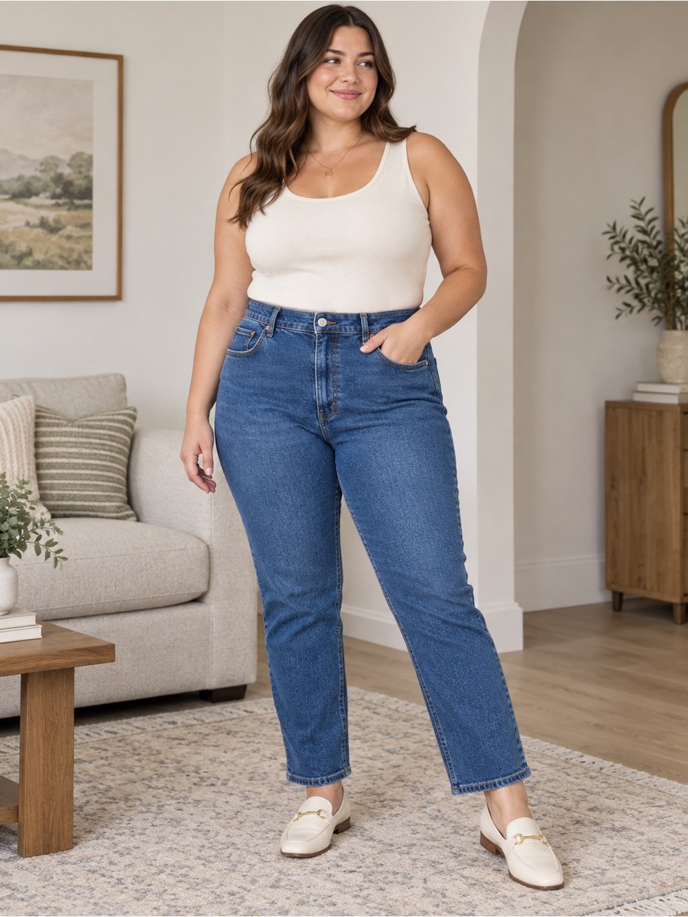 Abercrombie and Fitch Plus Size The ‘90’s Slim Straight Ultra High‎ Rise Jeans.